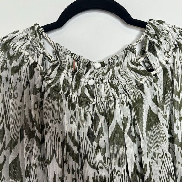 Misa Los Angeles Mercy Green White Elastic Waist Mini Dress Womens Size Small - Picture 11 of 13